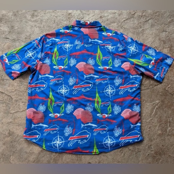 NFL Buffalo Bills Men's LG Hawaiian Style Button Up Collar Short Sleeve Shirt - Picture 2 of 7
